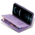 thumbnail image 6 of SaniMore for iPhone 14 Case with Card Slot, Line Stitching Metal Button Zipper Wallet PU Leather Cover with Folio Flip Kickstand + Hand Strap Shockproof Protective Shell, Purple, 6 of 9