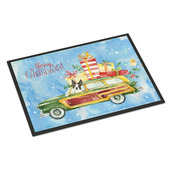 Merry Christmas Boston Terrier Door Mat