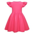 thumbnail image 4 of Fshinging Girls Summer Dresses Solid Ruffle Flying Sleeve A-Line Ruched Casual Princess Child Dress Size 4-5 Years, 4 of 5