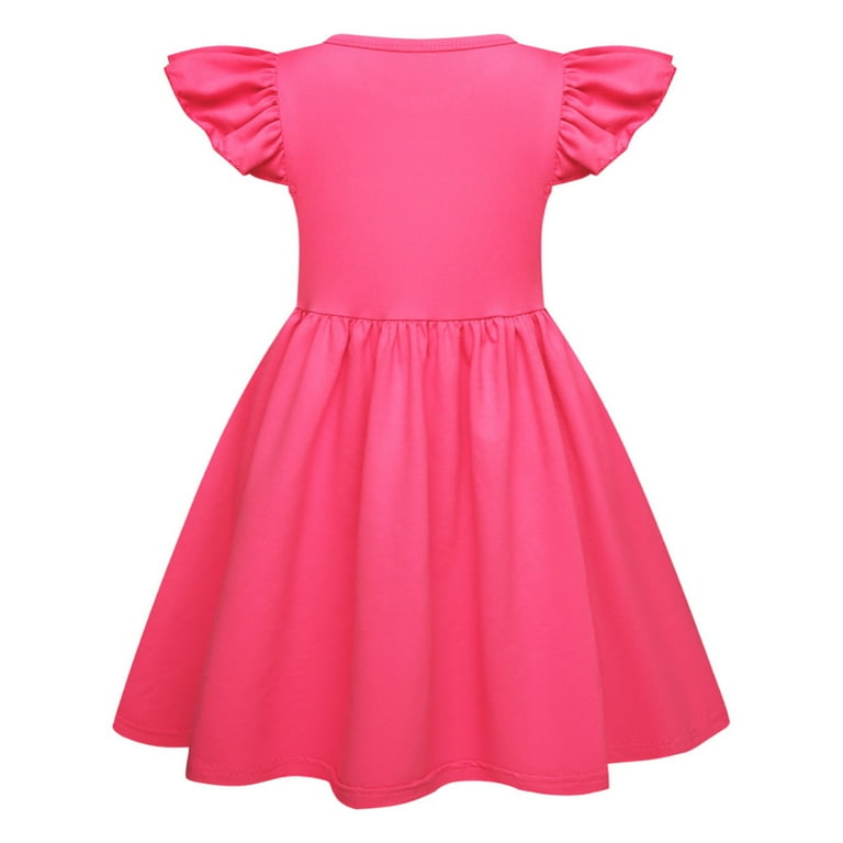 Kid Girl Dresses Flutter Sleeve A-Line Tiered Swing Cute Pink Dresses For  Girls Birthday Dress Princess Dress - Walmart.com