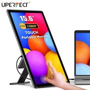 UPERFECT Portable Monitor , 15.6" Freestanding Touch USB C Monitors, 2000:1 Contrast Ratio 1080P 100% SRGB IPS External Screen with HDMI Type C Trave Display