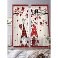 thumbnail image 3 of Semi Sheer Window Curtains 84 Inches Long, Valentine's Day Rod Pocket Silky Chiffon Curtain Treatment Drapes for Kitchen, Living Room, Rustic Red Gnomes Love Birds Trees Plaid 52"x84", 2 Panels, 3 of 9