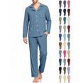thumbnail image 2 of Pajamas Sets for Men Soild Color Long Sleeve Button Down Pajamas With Pockets Lounge Wear,Sizes S-5XL, 2 of 9