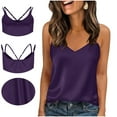 thumbnail image 2 of DAFPZW Womens Silk Satin Tank Tops V-Neck Cami Adjustable Spaghetti Strap Camisole Summer Basic Back Cross Tank Shirts, 2 of 8