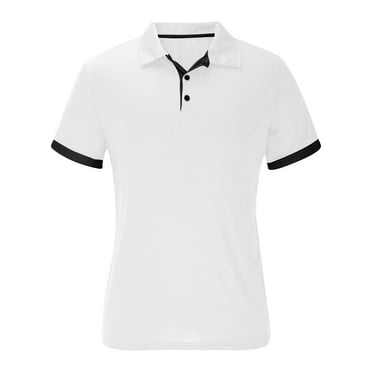 Jalioing Men's Golf Shirt Color Block Collared Button Short Sleeve T Shirt Quick Dry Business Casual Tops
