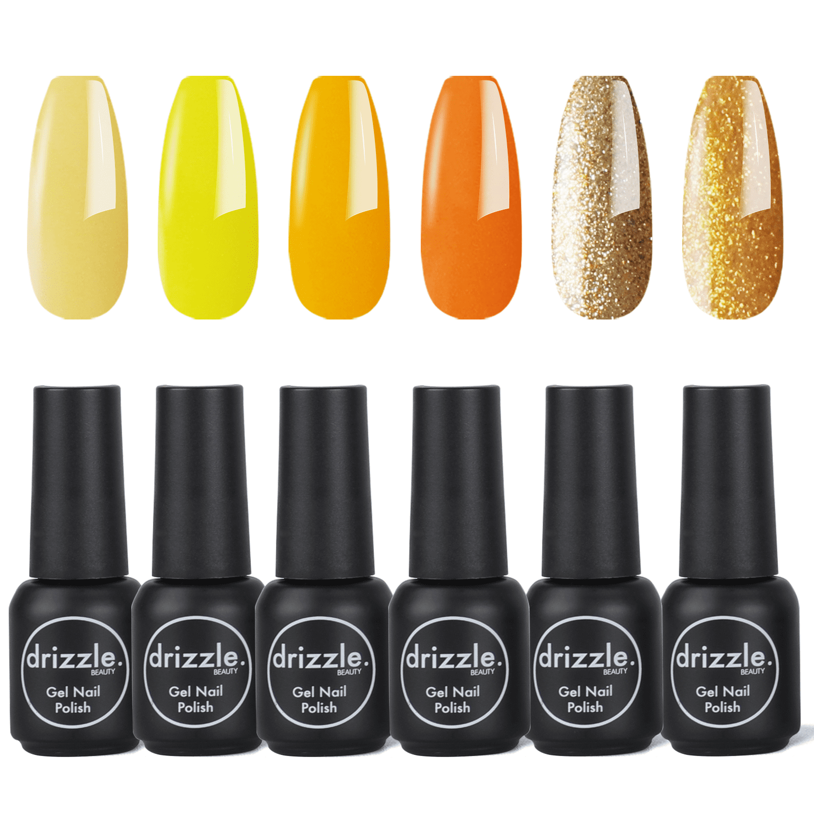 Drizzle Gel Nail Polish Kit, Yellow Series 6 Colors Gel Polish Set Nail