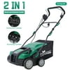 CASEMIOL Dethatcher, 2 in 1 15 Amp 16" Electric Lawn Dethatcher Scarifier, w/ Removeable 58QT Collection Bag, 5-Position Height Adjustment, Quick-lock/Foldable, for Improving Lawn Health, Green