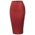 thumbnail image 1 of SSOULM Women's Stretchy Fitted Midi Pencil Skirt with Back Slit and Plus Size, 1 of 4