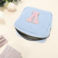 thumbnail image 3 of Unique Bargains 1 Pc Letter V Pattern Makeup Bag for Travel Blue Corduroy, 3 of 6