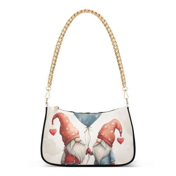 Gnomes Hearts BalloonWomen Small Shoulder Bag Crossbody Tote Hobo Bags Purse Clutch Handbags with Chain Strap for Women