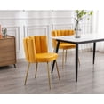 thumbnail image 5 of Guyou Velvet Dining Chair Set of 2, Modern Upholstered Side Chairs Accent Chair with Back and Metal Legs for Dining Room Living Room Bedroom, Yellow, 5 of 13