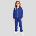 thumbnail image 2 of Kids Sweatsuit Zipper Blue Sweat Suit Hoodie Sweatshirt and Sweatpants Set Kids Athletic Wear 9-10 Years, 2 of 9