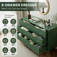 thumbnail image 2 of Furniway Modern 6-Drawer Dresser for Bedroom, Green, 29.5 x 15.7 x 47.2 Inches, 2 of 7