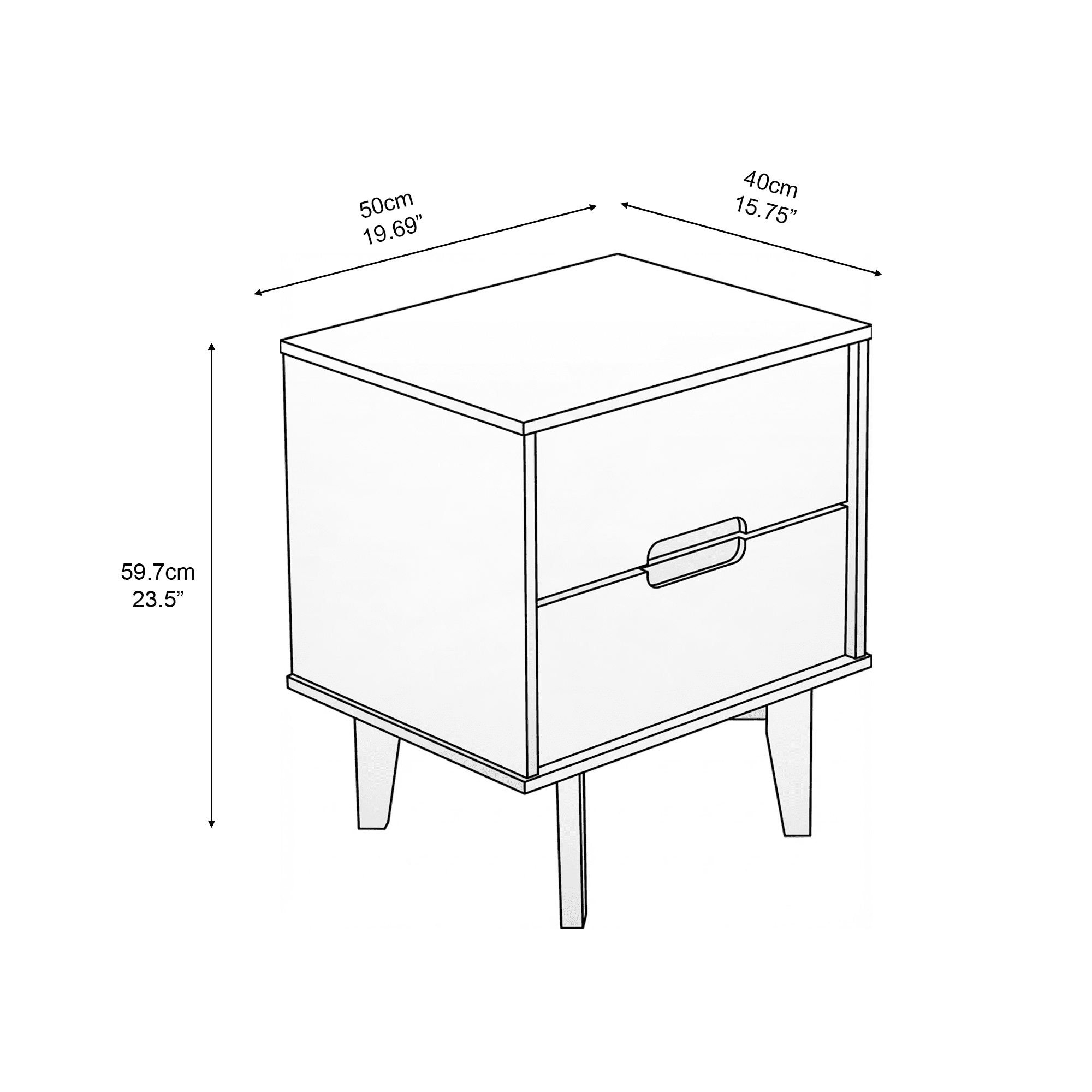 Sloane 2-Drawer Groove Handle Solid Wood Nightstand White