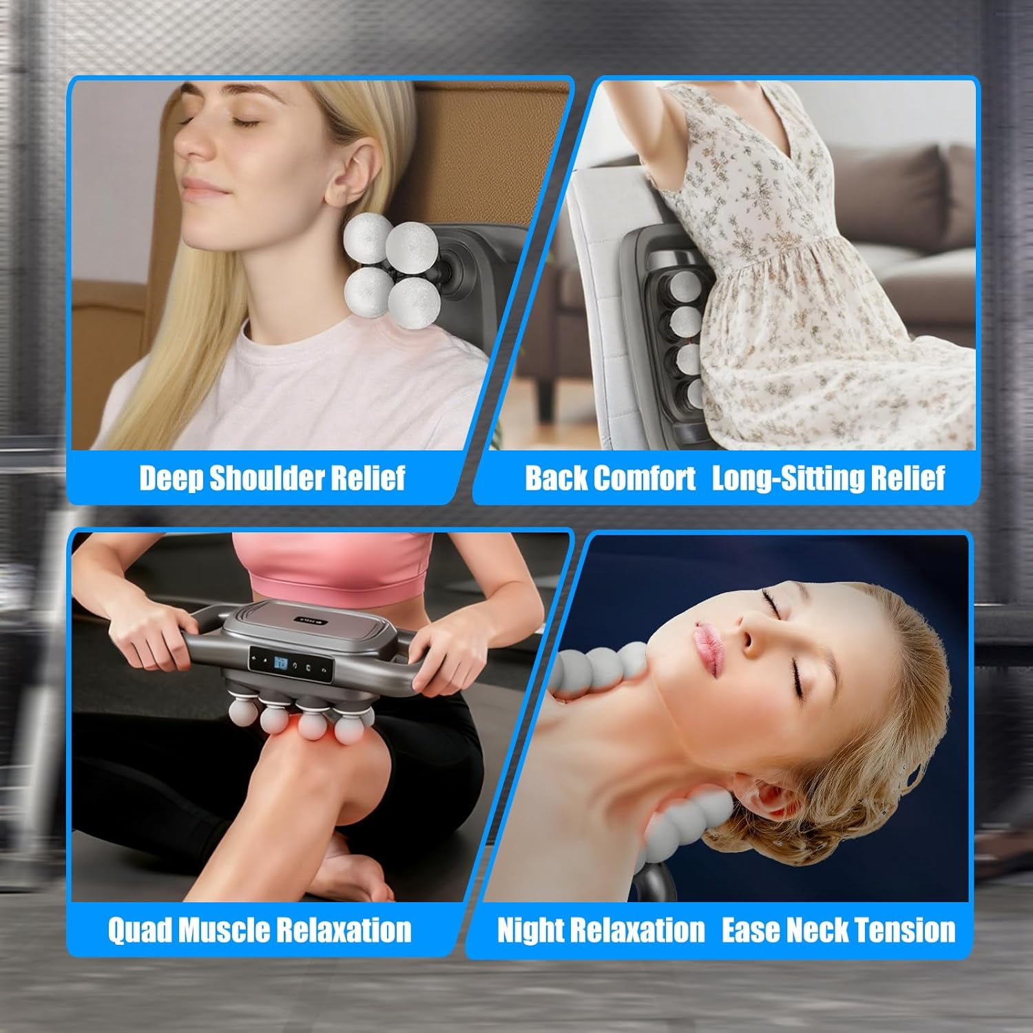 Deep Tissue Massage Gun with 16 Heads & 9 Speeds - High Power Percussion Massager for Full Body Muscle Relief