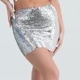 thumbnail image 5 of Miqool Women's Sparkly Sequin Skirt Metallic Glitter Bodycon Mini Skirt Elastic Waist Cocktail Party Club Dance Short Skirt, 5 of 5