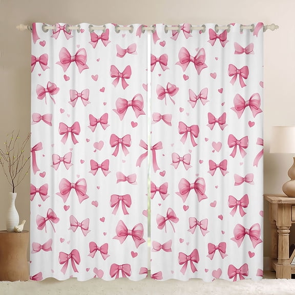 Erosebridal Cute Pink Bowknot Kids Black Out Curtains,Cute Princess Bowknot Curtains Pack of 2 (42x63 Each) For Girls