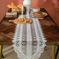 thumbnail image 2 of White Lace Table Runners, Boho Rectangular Wedding Table Runner Embroidered Table Cloths for Wedding Baby Shower Party Romantic Decorations, 2 of 9