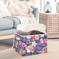 thumbnail image 3 of Yayeee Collapsible Cube Storage Bin with Lid Fabric Closet Decorative Basket with Handles, Soft Pinks Flowers, 3 of 7