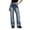 Blue, variant on Pants for Women Low Rise Wing Print Jeans Straight Leg Washed Loose Retro Denim Trousers