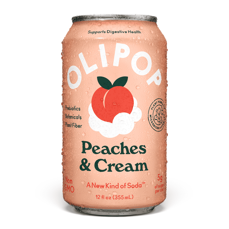 12 pack) OLIPOP Prebiotic Soda, Peaches & Cream, 12 fl oz, Refrigerated -  Walmart.com