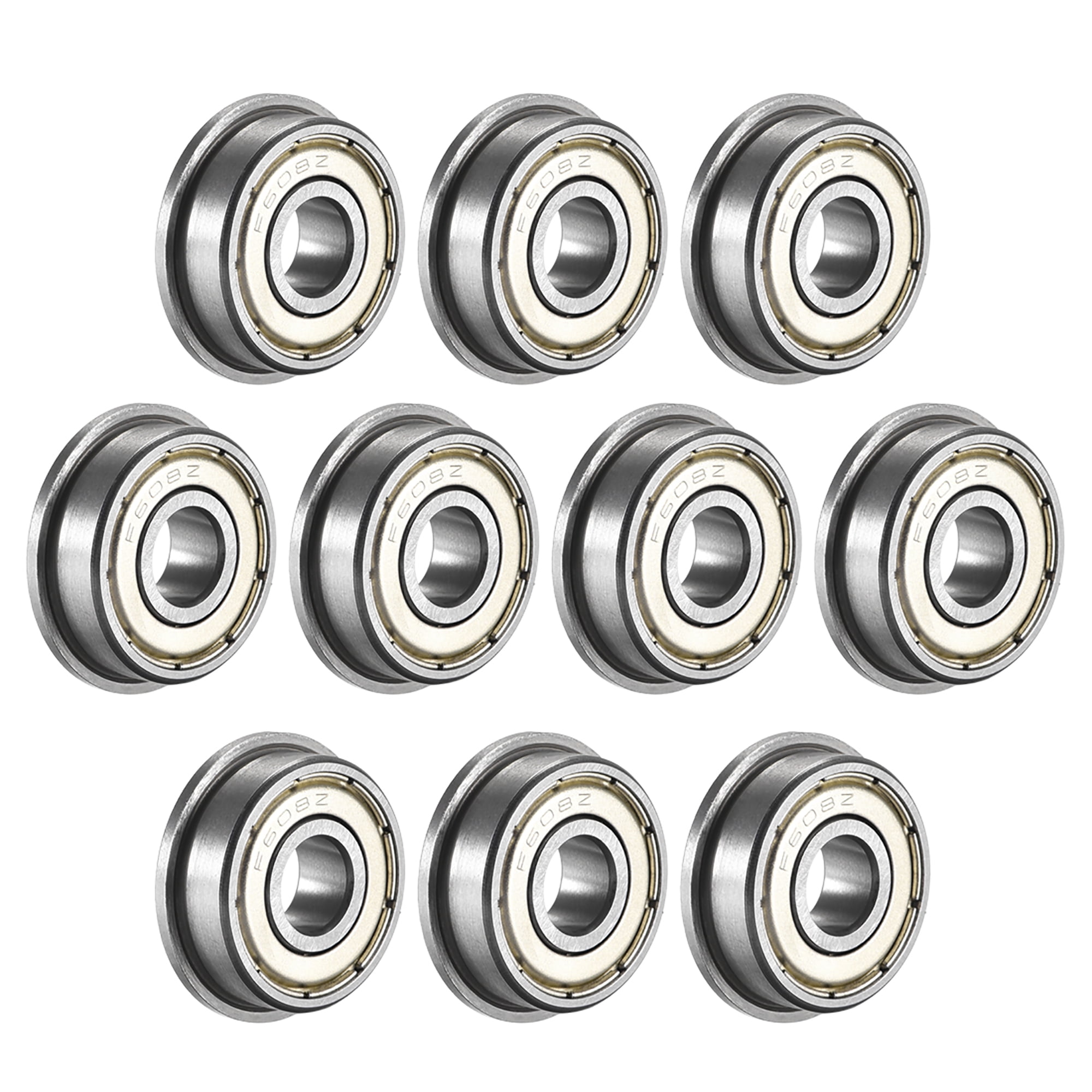 Unique Bargains F608ZZ Flange Ball Bearing 0.31'x0.87' x0.28' Double Metal Shielded (GCr15) Chrome Steel Bearings 10pack