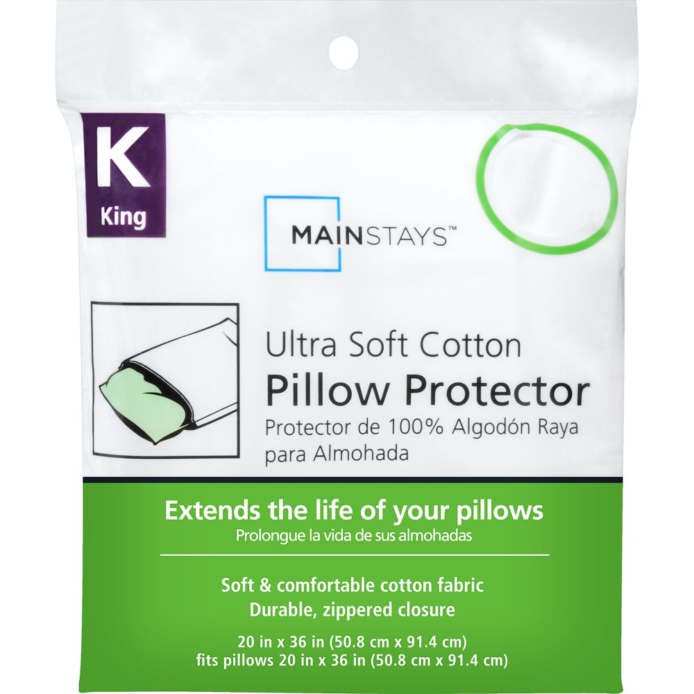 Mainstays UltraSoft Cotton Zippered Pillow Protector, King