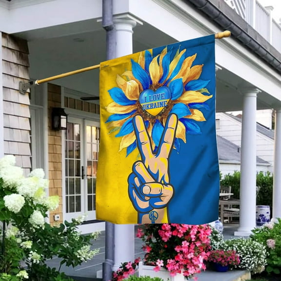 Flagwix Ukraine Peace Sign Victory I Love Ukaraine Flag NNT458F Ukraine Flags, Indoor Outdoor Decoration - House Flag (29.5" x 39.5")