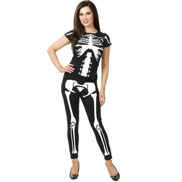 Women's Skeleton Leggings and T-Shirt Costume Set - Walmart.com ...