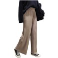 thumbnail image 5 of Pantalones anchos y sueltos de tubo adelgazante de moda de otoño, pantalones anchos plisados, pantalones recortados, pantalones casuales combinados de cintura elástica para mujer, 5 of 5
