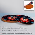 thumbnail image 4 of Seven Starred Ladybird 6PCS Round Coasters, Microfiber Leather Cup Coasters Set of 6, 11x11 cm/4.3x4.3 in Drink Coasters for Home Decor, 4 of 6