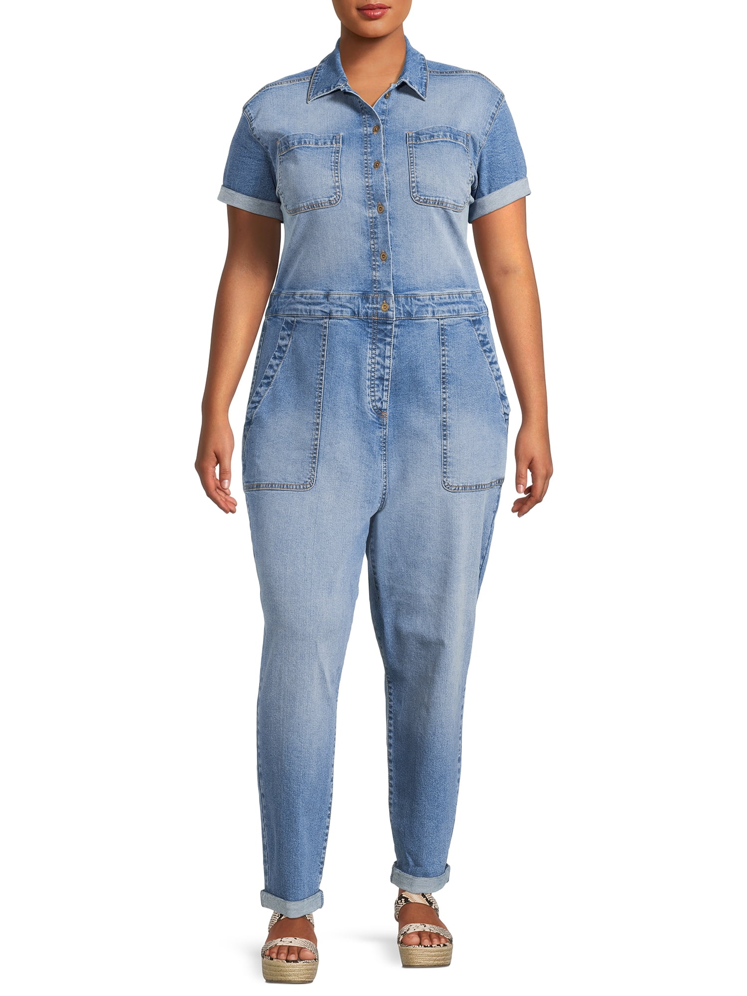 Celebrity Pink Juniors' Plus Size Vintage Stretch Boiler Suit - Walmart.com