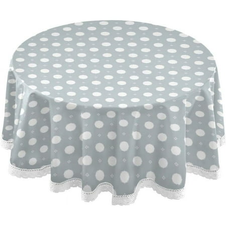 SKYSONIC Polka Dot Round Tablecloth 60 inch Waterproof Tablecloth Stain Resistant and Wrinkle Decorative Patio Table Cloths for Kitchen Dinning Room Party Home Garden Picnic