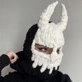 thumbnail image 1 of Gorro de lana gruesa de punto hecho a mano con orejas de conejo grandes, estilo Spice Girl, dulce y fresco, máscara de Devil Angle, 1 of 4