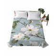 thumbnail image 2 of Queen Flat Sheet Only Summer White Gardenia Leaf Soft Microfiber Cooling Bedding Sheets Rustic Blossom Floral Plant Flat Bed Sheet, 2 of 9