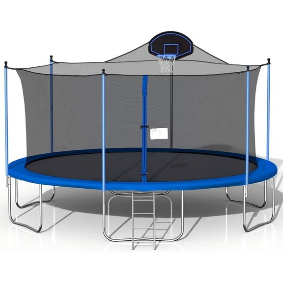 1500 LBS 16FT Outdoor Trampoline with Safety Enclosure Net, Backyard Recreational Heavy-Duty Trampoline for Kids Adult