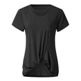 thumbnail image 3 of Pompotops T-Shirt Décontracté Col Rond pour Femmes Pull Slim Uni Manches Courtes T-Shirt Tops, 3 of 5