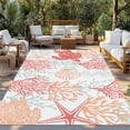 thumbnail image 3 of Outdoor Rug 4x6 ft Coral Red Pastel Aqua Coastal Waterproof Outdoor Patio Rug Mat Non Slip Outside Area Rugs Carpet for RV,Camping,Porch,Deck,Pool,Balconybackyard,Ocean Animals Pattern, 3 of 9