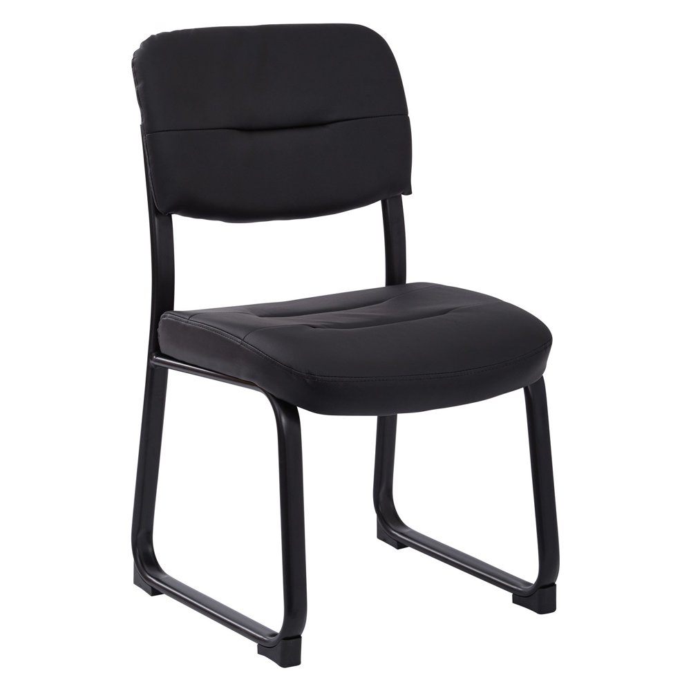 Worksmart Guest Reception Waiting Room Chair, Black, Faux Leather
