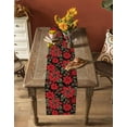 thumbnail image 5 of Ldtrchee Christmas Poinsettia Table Runner 108 Inches, Xmas Floral Botanical Red Black Bed Runner Dresser Scarves Tabletop for Indoor Outdoor Parties/Ceremony/Banquet, 13"x 108", 5 of 8
