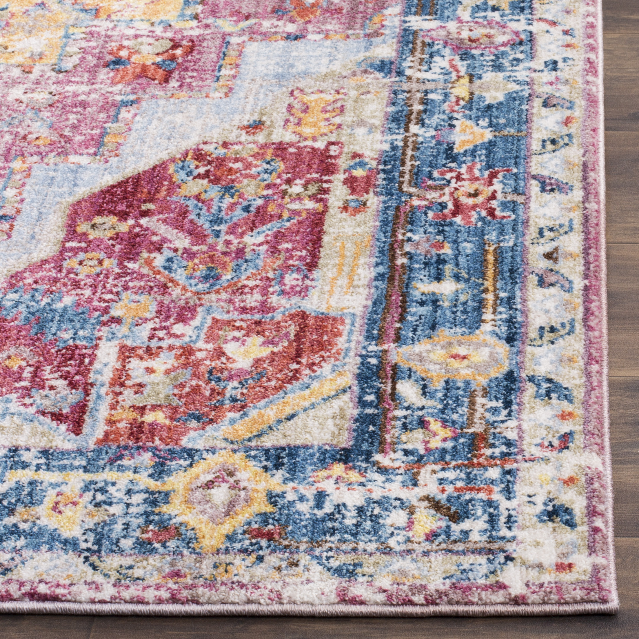 SAFAVIEH Bristol Deion Oriental Polyester Area Rug, Red/Blue, 8' x 10'