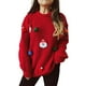 thumbnail image 1 of Gibobby Suéter de Punto Navideño Suéter de punto de manga larga con cuello redondo decorado con Papá Noel lindo para mujer(Rojo,XG), 1 of 5