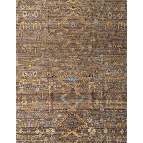 Ahgly Company Machine Washable Indoor Rectangle Abstract Red Brown Area Rugs, 8' x 10'
