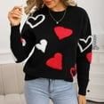 thumbnail image 7 of Womens Valentines Day Sweater Long Sleeve Cute Heart Sweaters Crew Neck Casual Ribbed Knit Pullover Top Black, M, 7 of 7