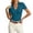 Blue, variant on Women's Collared V Neck Ribbed Knit Polo Shirt Short Sleeve Casual Fitted Solid Tops,S