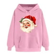 thumbnail image 3 of Brondbend Christmas Hoodies Women Pull over Hoodie for Womens Long Sleeved Pocket Drawstring Pullover Print Comfortable Loose Tops Ladies Festival Fall Winter Clothes Pink, 3 of 4