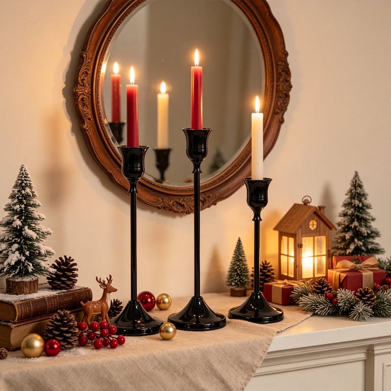 Hidawn Black Metal Taper Candlestick Holders, Set of 9 photo 2