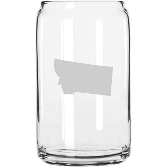 Montana States Etched 16oz Libbey Can Glass