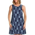 thumbnail image 1 of Fotbe Blue Gingham Buffalo Check Vestido de Verano sin Mangas para Mujer – Vestido Midi Línea A, Estilo Camiseta Floral, Vestido Playero Casual y Fluido, 1 of 7