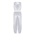 thumbnail image 4 of Haitryli Kids Shiny Jazz Disco Outfits Hip Hop Dance Shorts Sets Cheer Outfit for Competitions Ballet Silver 2-3, 4 of 5